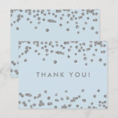 Bedankt Opmerking Silver Glitter Confetti Ice Blue Briefkaart (Voorkant / Achterkant)