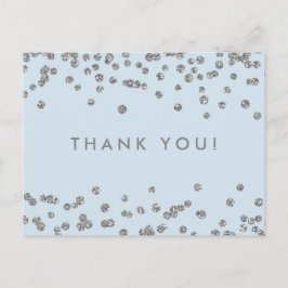 Bedankt Opmerking Silver Glitter Confetti Ice Blue Briefkaart