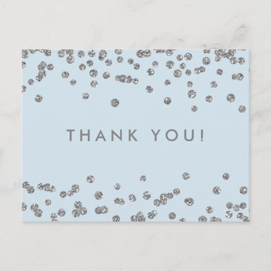 Bedankt Opmerking Silver Glitter Confetti Ice Blue Briefkaart (Voorkant)