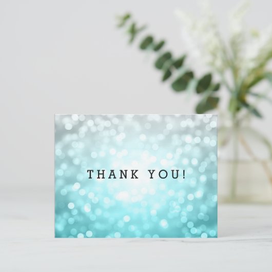 Bedankt Opmerking Strand Ombre Glitter Lights Briefkaart (Staand voorkant)