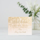 Bedankt Opmerking Sweet 16 Gold Bokeh Sparkle Ligh Briefkaart (Staand voorkant)