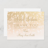 Bedankt Opmerking Sweet 16 Gold Bokeh Sparkle Ligh Briefkaart (Voorkant / Achterkant)