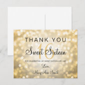 Bedankt Opmerking Sweet 16 Gold Glitter Lights Briefkaart (Voorkant / Achterkant)