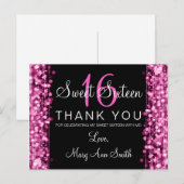 Bedankt Opmerking Sweet 16 Party Sparkles Pink Briefkaart (Voorkant / Achterkant)