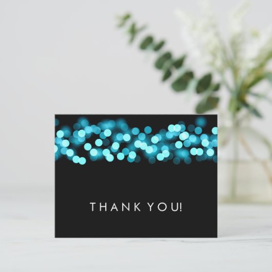 Bedankt Opmerking Turquoise Hollywood Glam Briefkaart (Staand voorkant)