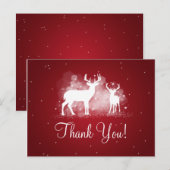 Bedankt Opmerking Winter Deer Sparkle Red Briefkaart (Voorkant / Achterkant)