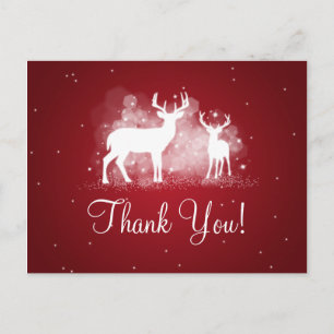 Bedankt Opmerking Winter Deer Sparkle Red Briefkaart