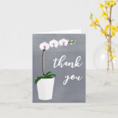 "Bedankt" Orchid Elegant Script | Blanco binnenzij Kaart (Gele Bloem)