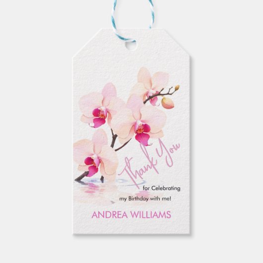 Bedankt, Orchidee Bloesem Bloesem 60ste Verjaardag Cadeaulabel (Voorkant)