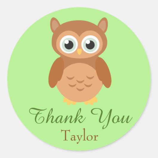 Bedankt Owl Ronde Sticker (Voorkant)