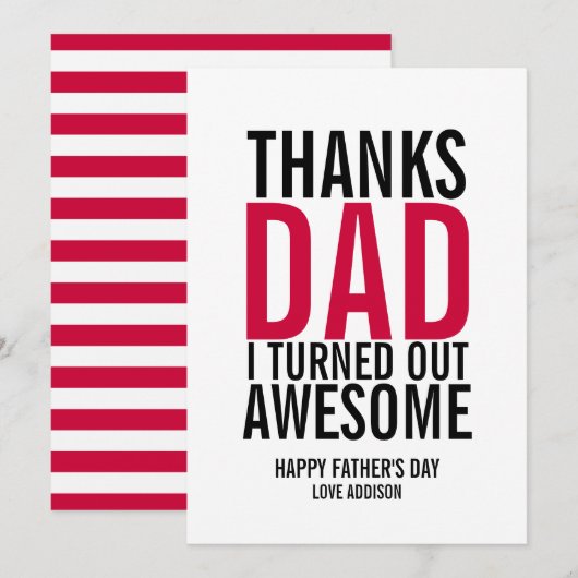 Bedankt pa, ik heb Geweldige Vaderdag kaart gemaak (Voorkant / Achterkant)