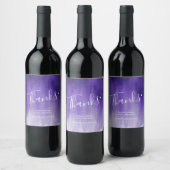 Bedankt paarse abstracte schilderbruiloft wijn etiket (Flessen)