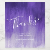 Bedankt paarse abstracte schilderbruiloft wijn etiket (Enkel label)