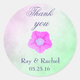 Bedankt  Paarse bloem Ronde Sticker