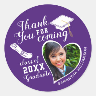 Bedankt Paarse en witte klasse 2025 Afstuderen Ronde Sticker