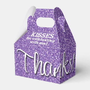 BEDANKT Paarse Faux Glitter Bedankdoosjes