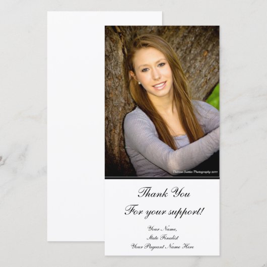 "Bedankt" Pageant-fotokaart Bedankkaart (Voorkant / Achterkant)