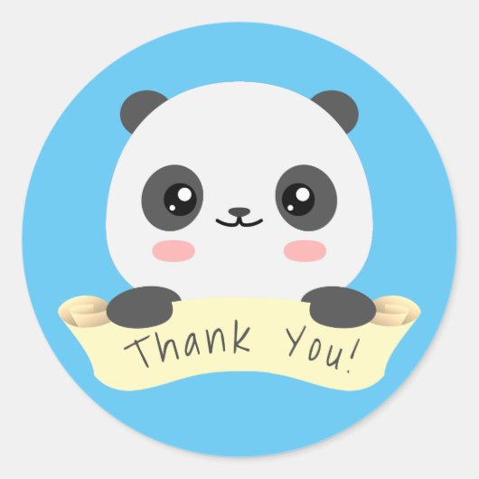 Bedankt Panda Ronde Sticker (Voorkant)