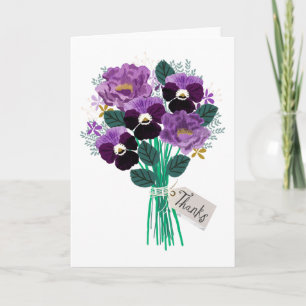 Bedankt Pansies Bloemenboeket Kaart