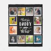 Bedankt papa Birthday Foto Collage Black Fleece Deken (Voorkant)