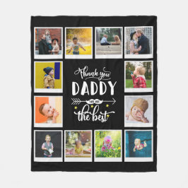Bedankt papa Birthday Foto Collage Black Fleece Deken