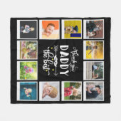 Bedankt papa Birthday Foto Collage Black Fleece Deken (Voorkant (Horizontaal))