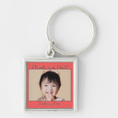 Bedankt papa in het rood, foto en naam sleutelhanger (Voorkant)