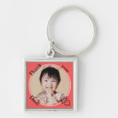 Bedankt papa in rond en rood, foto en naam sleutelhanger (Voorkant)