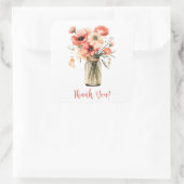 Bedankt papavers in een metselaarpot vierkante sticker (Tas)