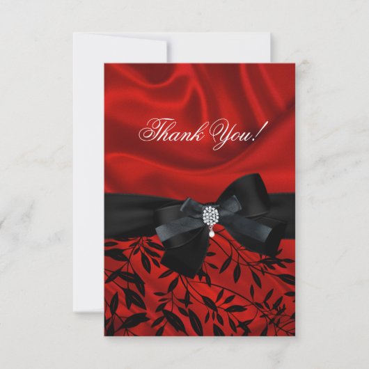 Bedankt Party Red Damask Black White (Voorkant)