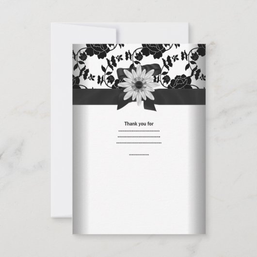 Bedankt Party Zwart Wit Bloem Diamant (Achterkant)