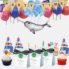 Bedankt pastel strepen lachende watermeloen Blauw Bedankdoosjes