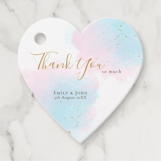 Bedankt Pastel Waterverven / namen / datum bruilof Bedankjes Labels (Voorkant)