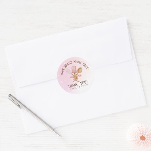 Bedankt Pastry Chef Baking Utensil Schattige Roze Ronde Sticker (Envelop)