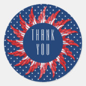 Bedankt Patriottisch Rood Wit en Blauw Ronde Sticker (Voorkant)