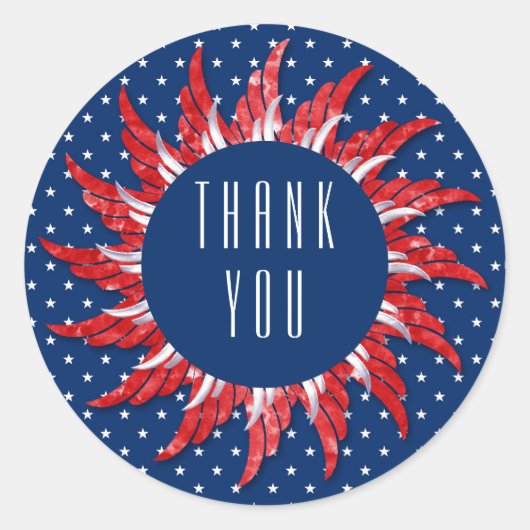 Bedankt Patriottisch Rood Wit en Blauw Ronde Sticker (Voorkant)