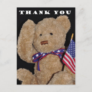 Bedankt, patriottische teddybeer briefkaart