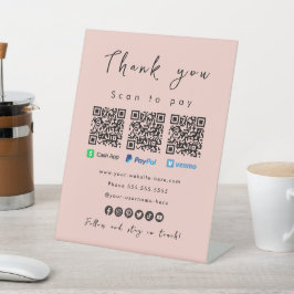 Bedankt Paypal Cash App Venmo Blush Roze Reclamebord Met Voetstuk