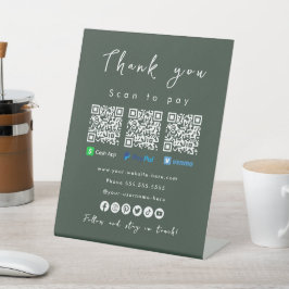 Bedankt Paypal Cash App Venmo Forest Green Reclamebord Met Voetstuk
