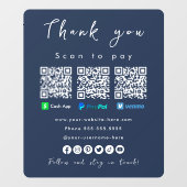 Bedankt Paypal Venmo Cash App QR Code Navy Blue Raamsticker (Vel)