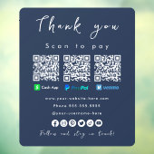 Bedankt Paypal Venmo Cash App QR Code Navy Blue Raamsticker (Vel 3)
