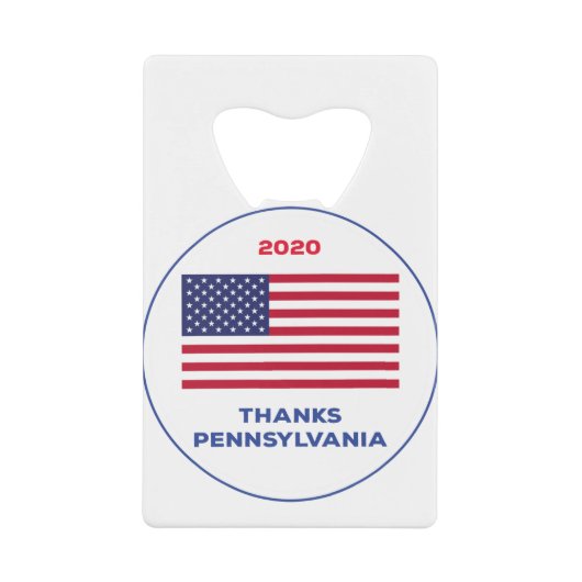 Bedankt Pennsylvania 2020 Verkiezing Creditkaart Flessenopener (Voorkant)