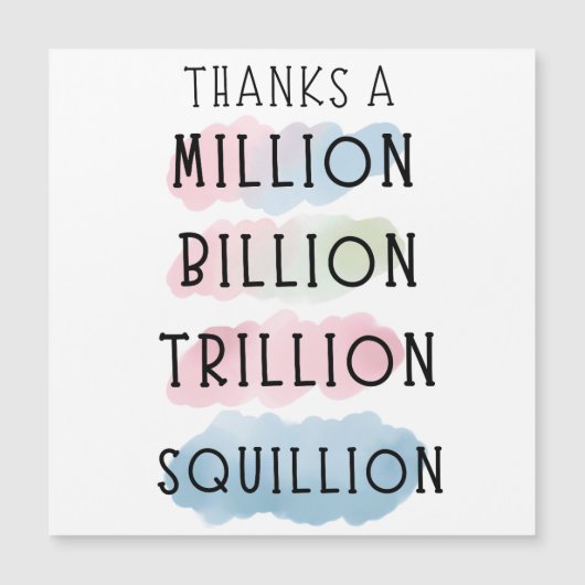 Bedankt per miljoen, miljard, triljoen, biljoen, b (Voorkant)