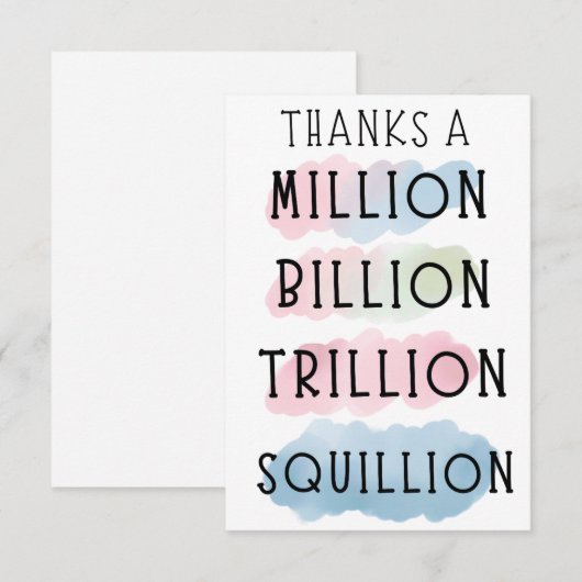 Bedankt per miljoen, miljard, triljoen, biljoen, b (Voorkant / Achterkant)