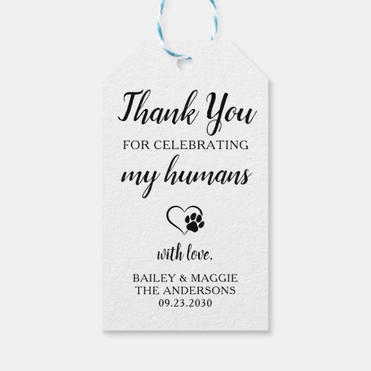 Bedankt Persoonlijke Hond Treats Trouwgunst Cadeaulabel (Achterkant)