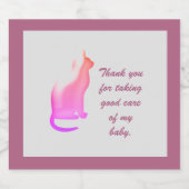 Bedankt Pet Caregiver Pink Cat Waardering Bier Etiket (Enkel label)