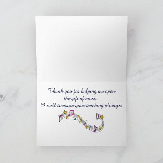 Bedankt Pianodocent met noten en sterren (Binnen)