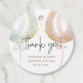 Bedankt Pink & Blue Balloon Gender Reveal Bedankjes Labels (Voorkant)