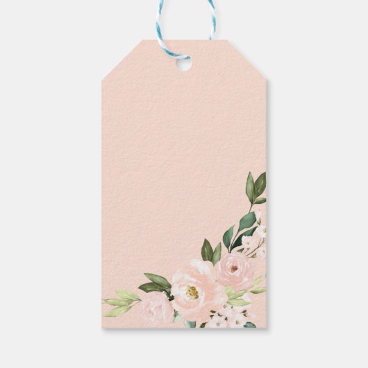 Bedankt - Pink Blush Flowers Geometric Cadeaulabel (Achterkant)
