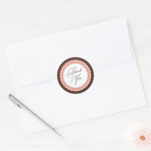 Bedankt Pink Brown Ronde Sticker (Envelop)